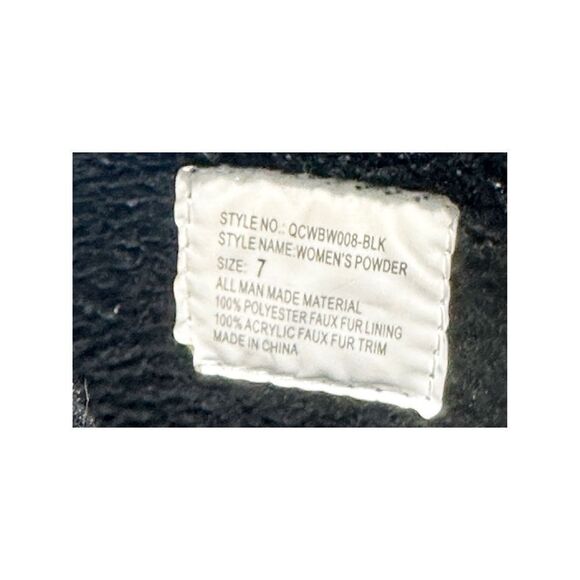 Quest Powder Winter Snow Boots Faux Fur Collar 3M Insulated Rubber Boots Black 7 - Picture 2 of 12